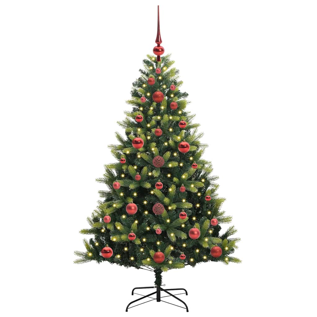 Kunstig Hengt Julegran med 150 LED-lys grønn 120 cm PVC og PE