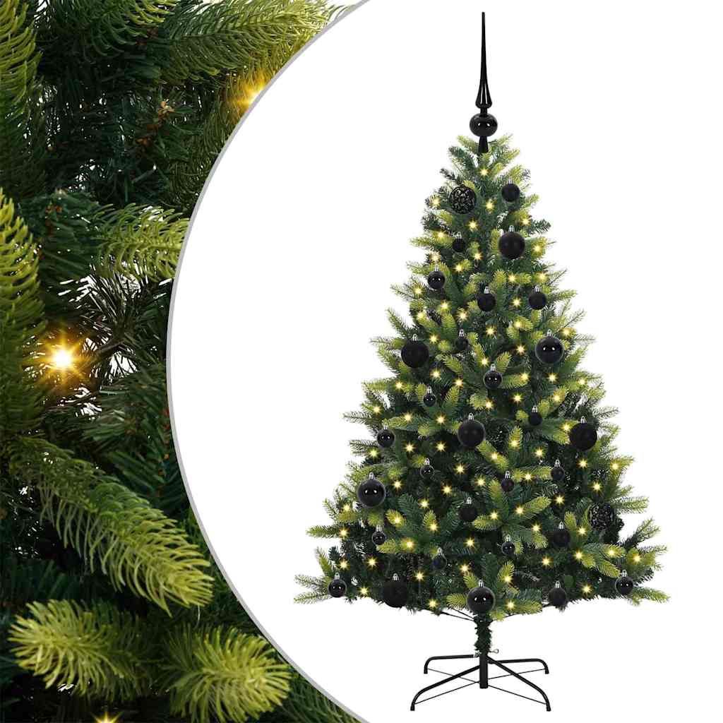 Kunstig hengslet juletre med 150 LED-lamper grønn 120 cm