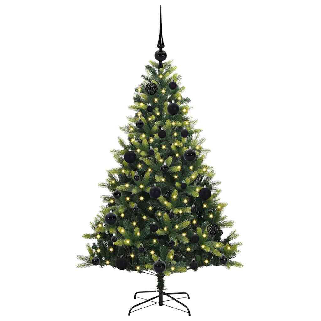 Kunstig hengslet juletre med 150 LED-lamper grønn 120 cm