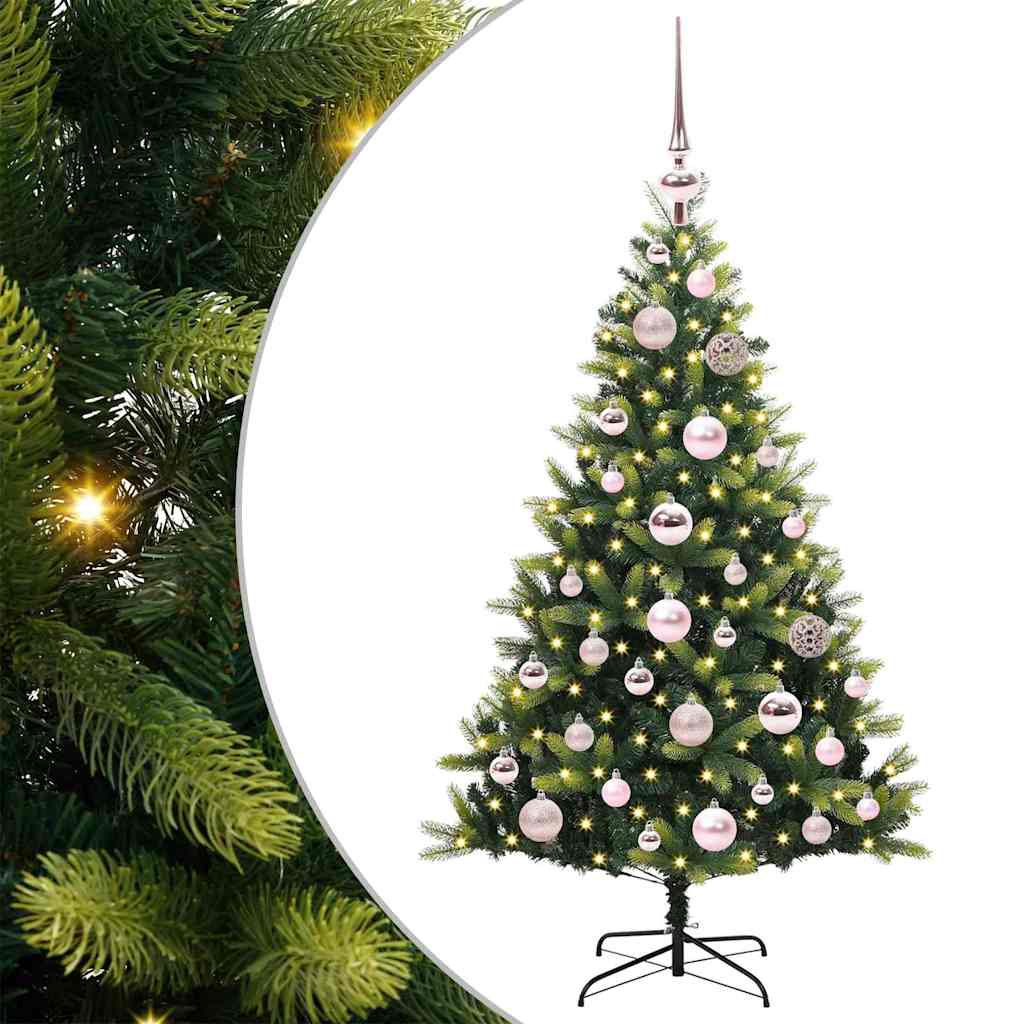 Kunstig Hengt Julegran med 150 LED-lys grønn 120 cm PVC og PE