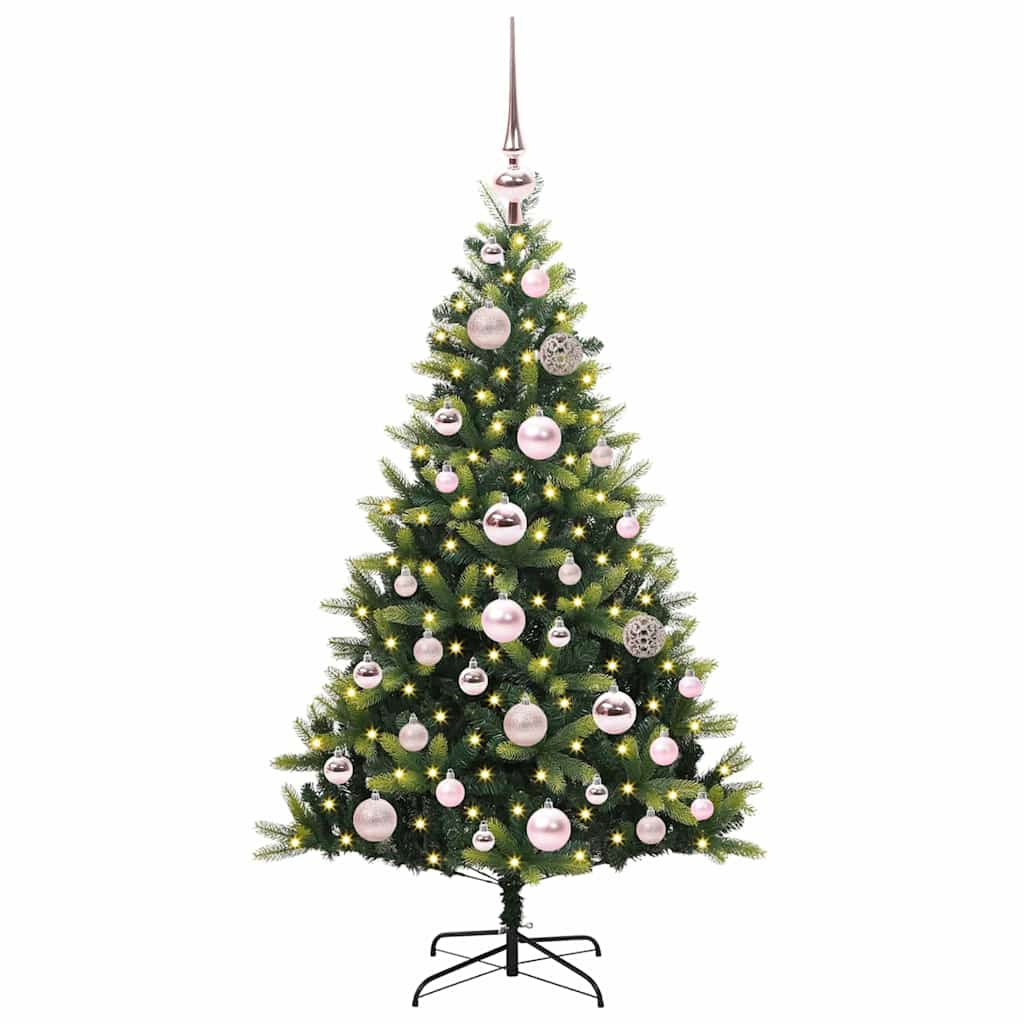 Kunstig Hengt Julegran med 150 LED-lys grønn 120 cm PVC og PE