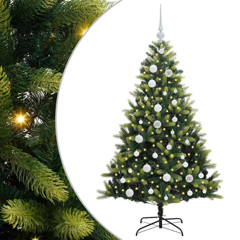 Kunstig Hengt Julegran med 150 LED-lys grønn 120 cm PVC og PE