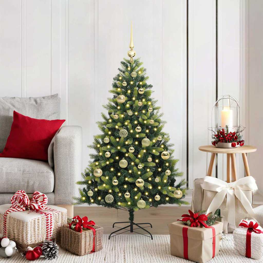 Kunstig Hengt Julegran med 150 LED-lys grønn 120 cm PVC og PE