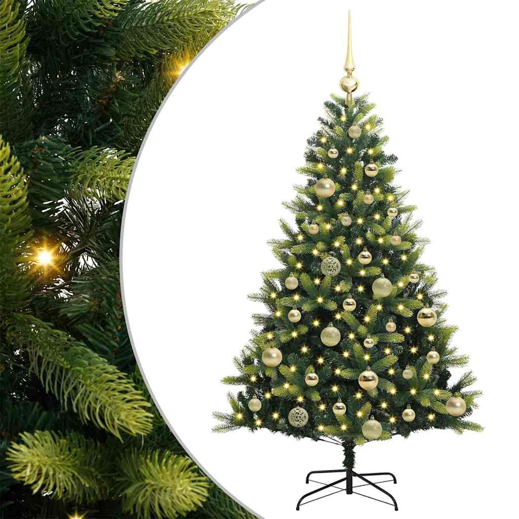 Kunstig Hengt Julegran med 150 LED-lys grønn 120 cm PVC og PE