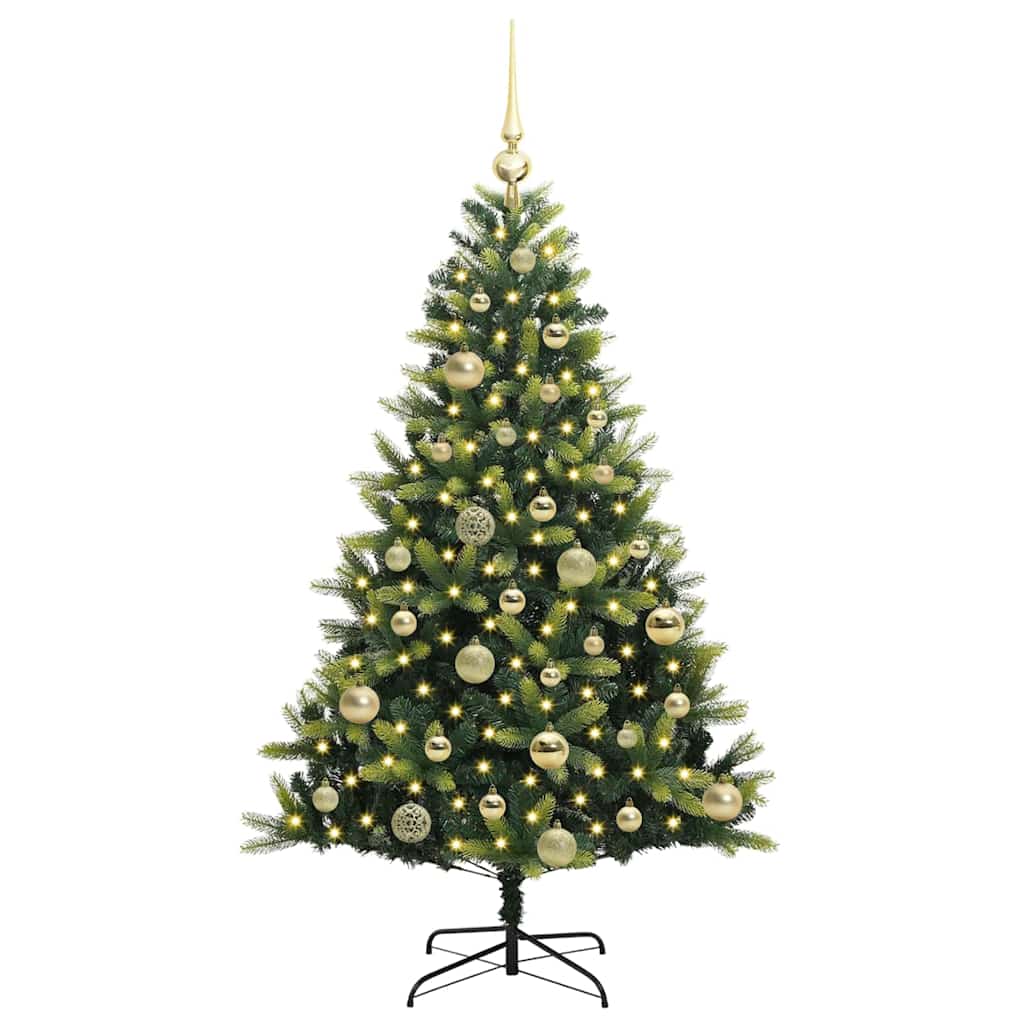 Kunstig Hengt Julegran med 150 LED-lys grønn 120 cm PVC og PE