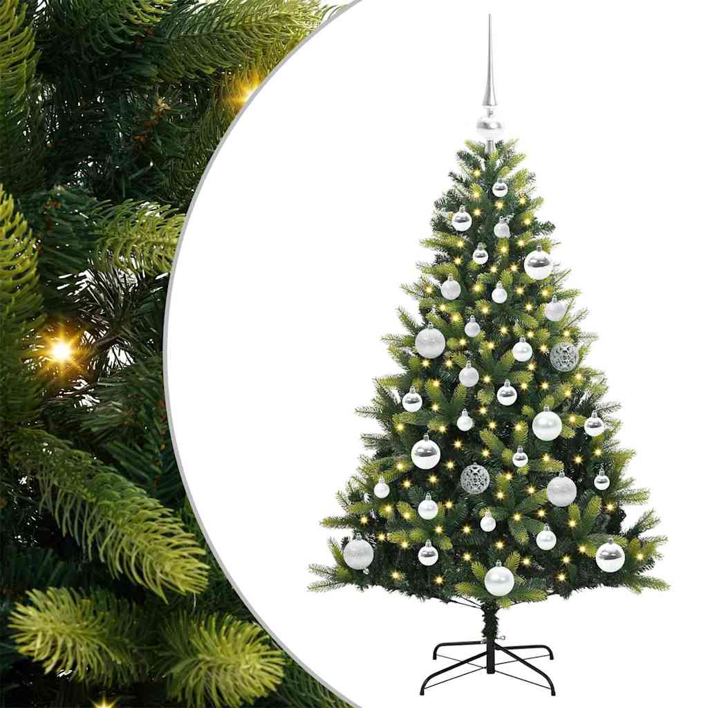 Kunstig Hengt Julegran med 150 LED-lys grønn 120 cm PVC og PE