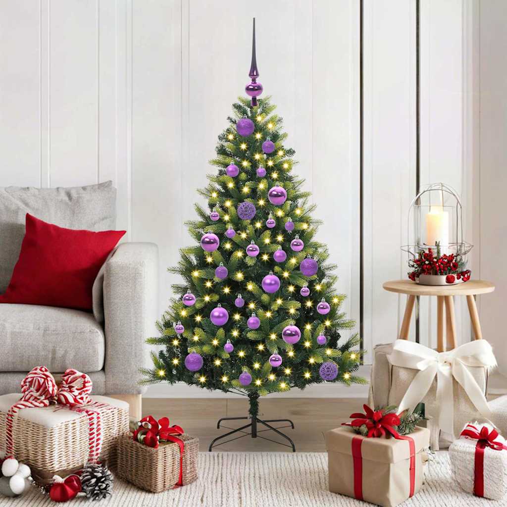 Kunstig Hengt Julegran med 150 LED-lys grønn 120 cm PVC og PE