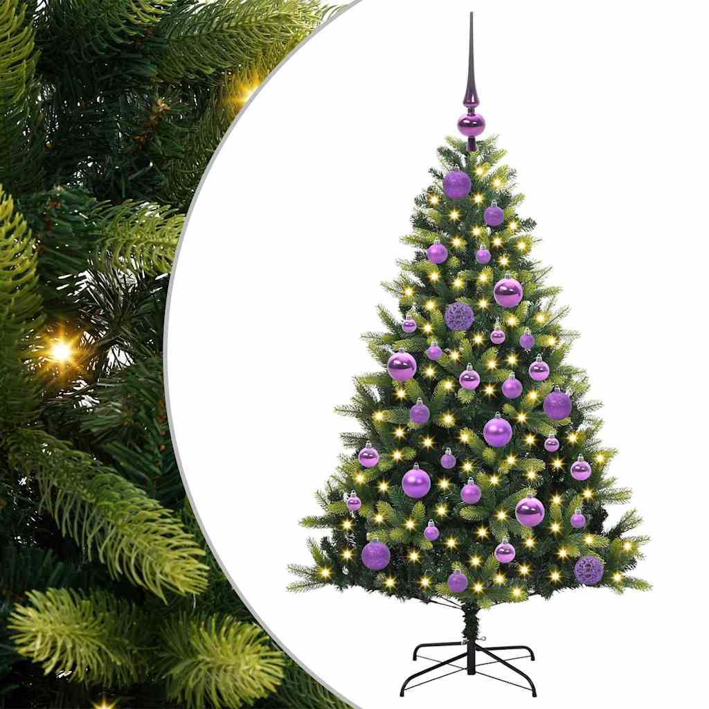 Kunstig Hengt Julegran med 150 LED-lys grønn 120 cm PVC og PE