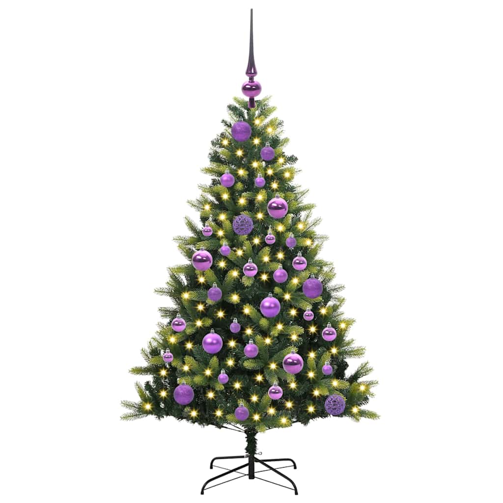 Kunstig Hengt Julegran med 150 LED-lys grønn 120 cm PVC og PE