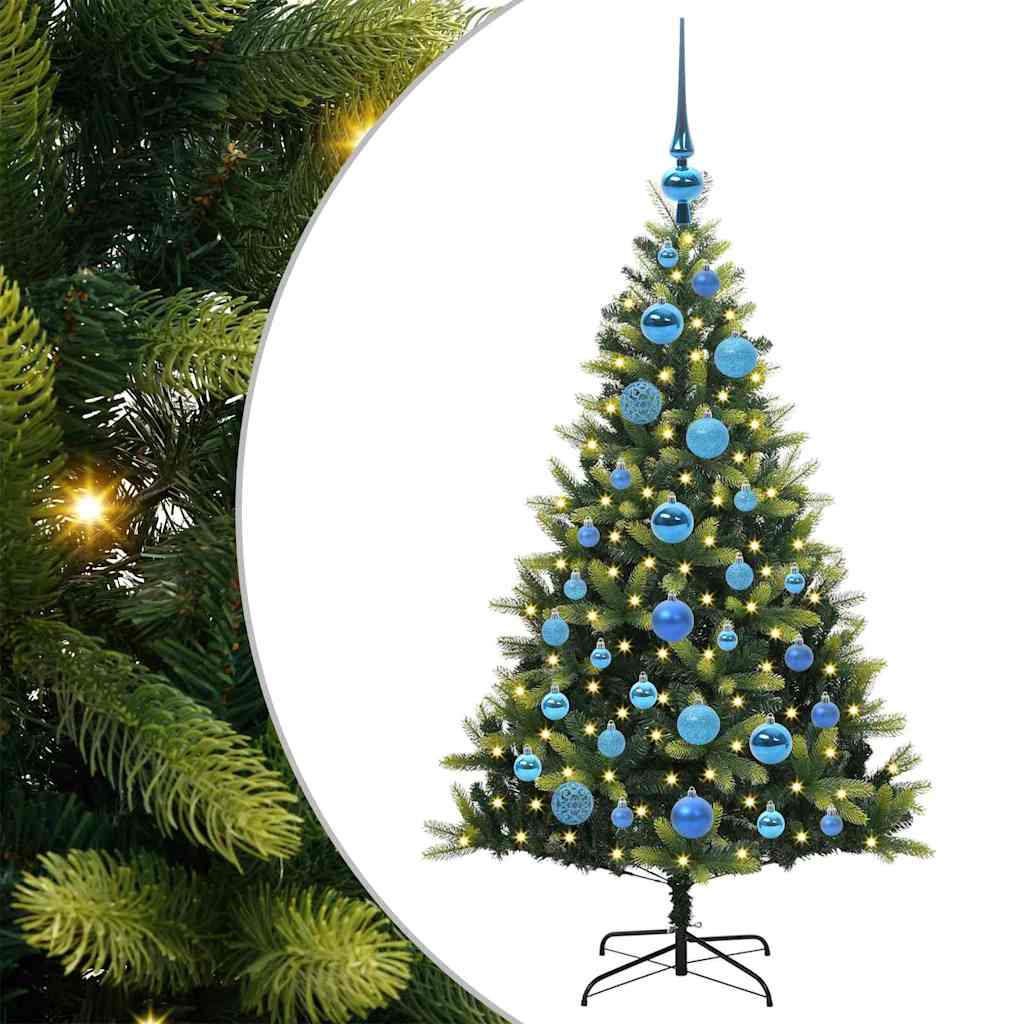 Kunstig Hengt Julegran med 150 LED-lys grønn 120 cm PVC og PE