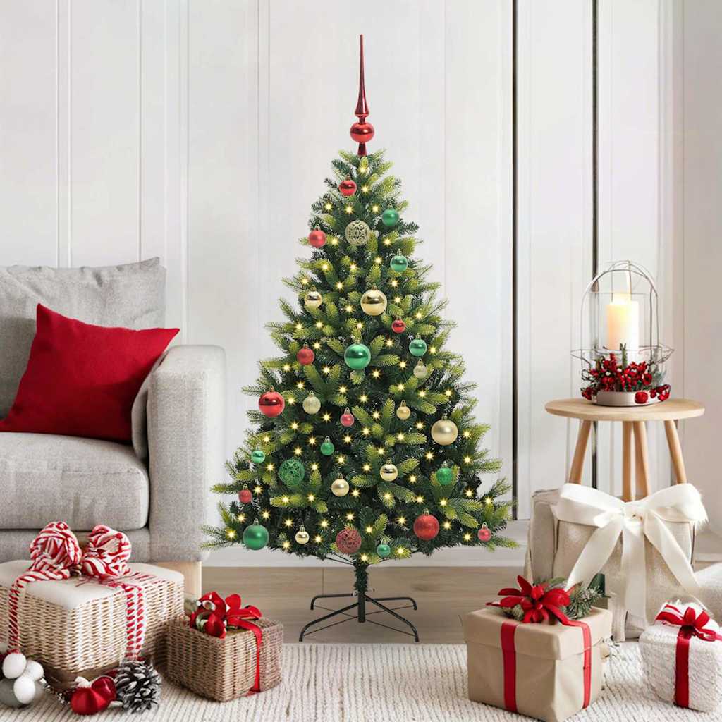 Kunstig Hengt Julegran med 150 LED-lys grønn 120 cm PVC og PE