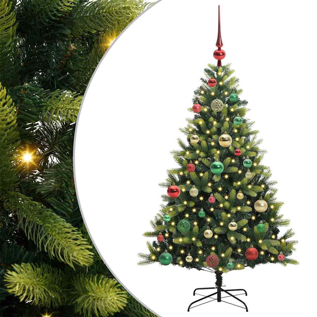 Kunstig Hengt Julegran med 150 LED-lys grønn 120 cm PVC og PE