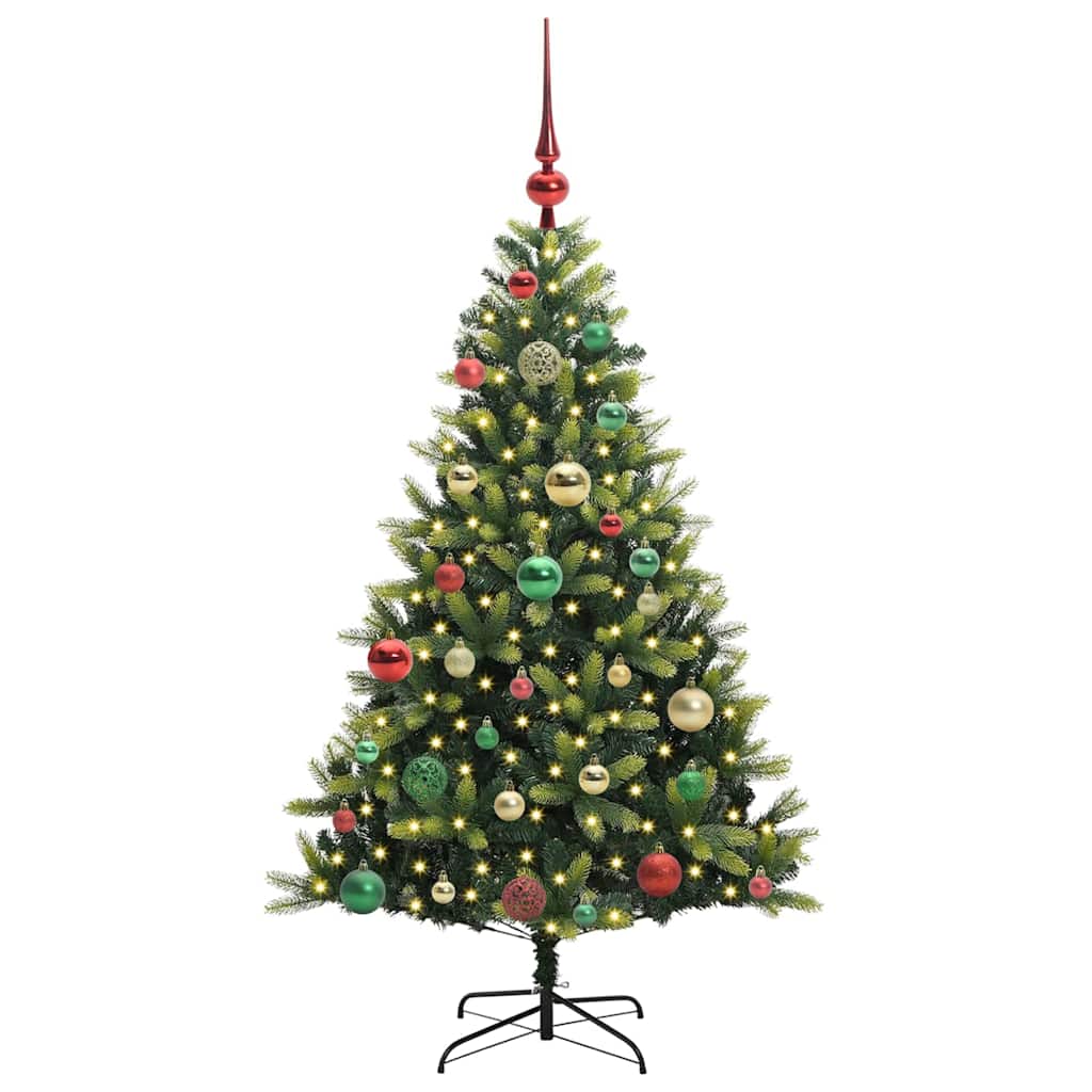 Kunstig Hengt Julegran med 150 LED-lys grønn 120 cm PVC og PE