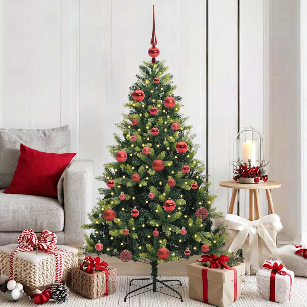 Kunstig Hengt Julegran med 150 LED-lys grønn 150 cm PVC og PE