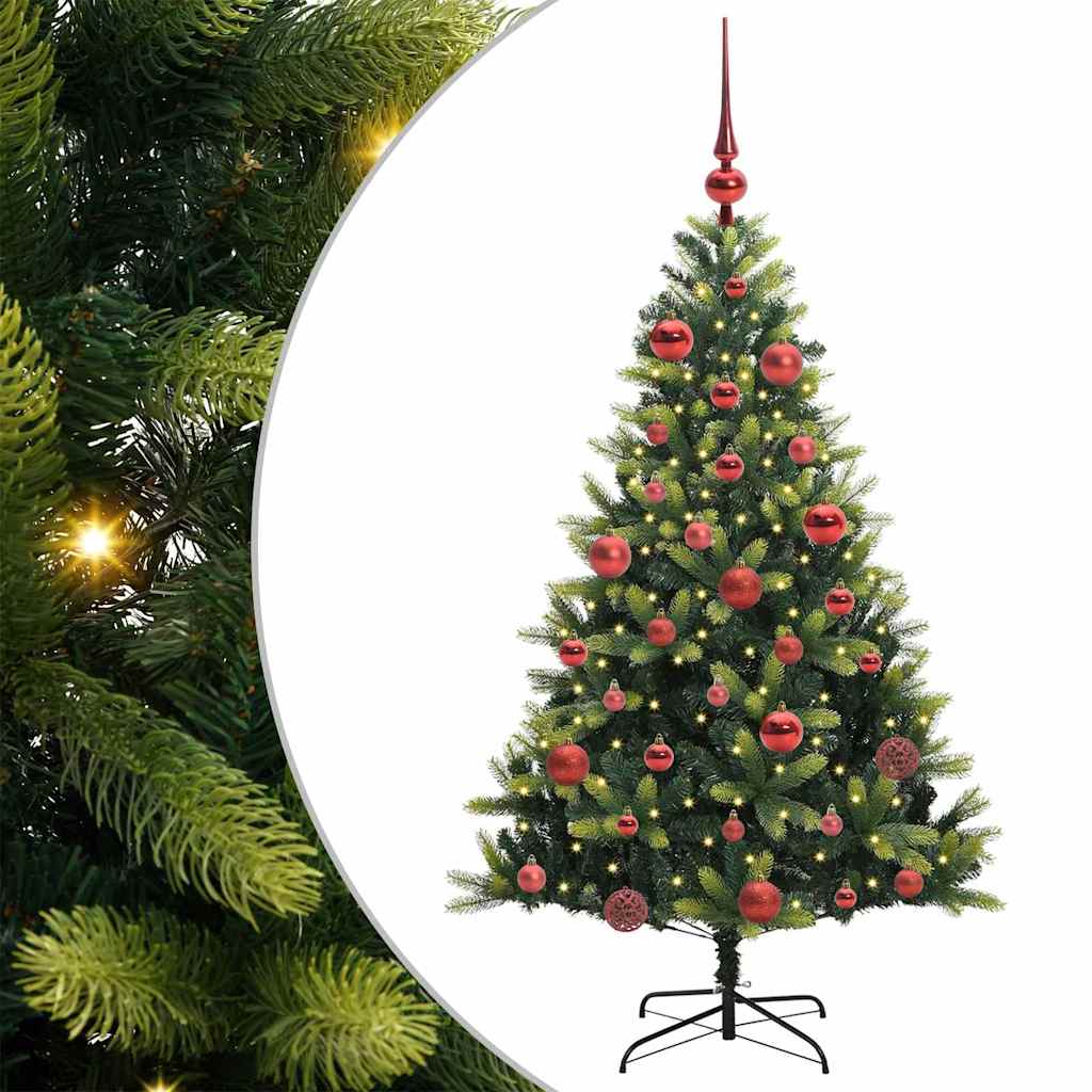 Kunstig Hengt Julegran med 150 LED-lys grønn 150 cm PVC og PE