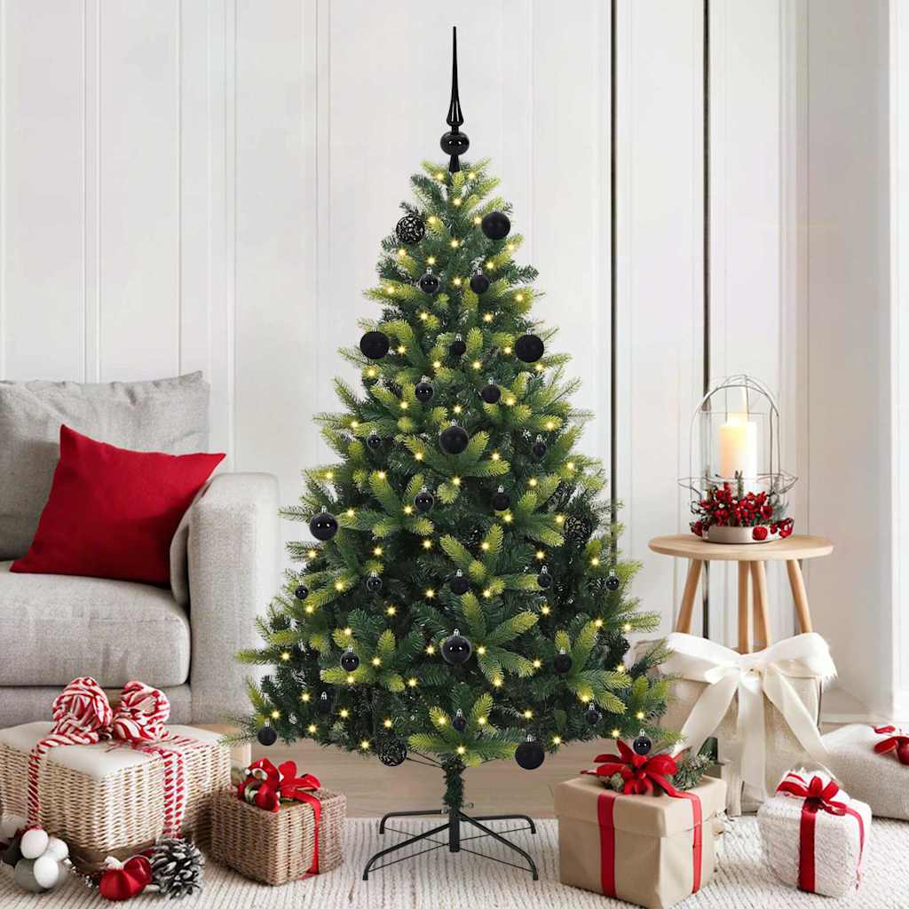 Kunstig Hengt Julegran med 150 LED-lys grønn 150 cm PVC og PE