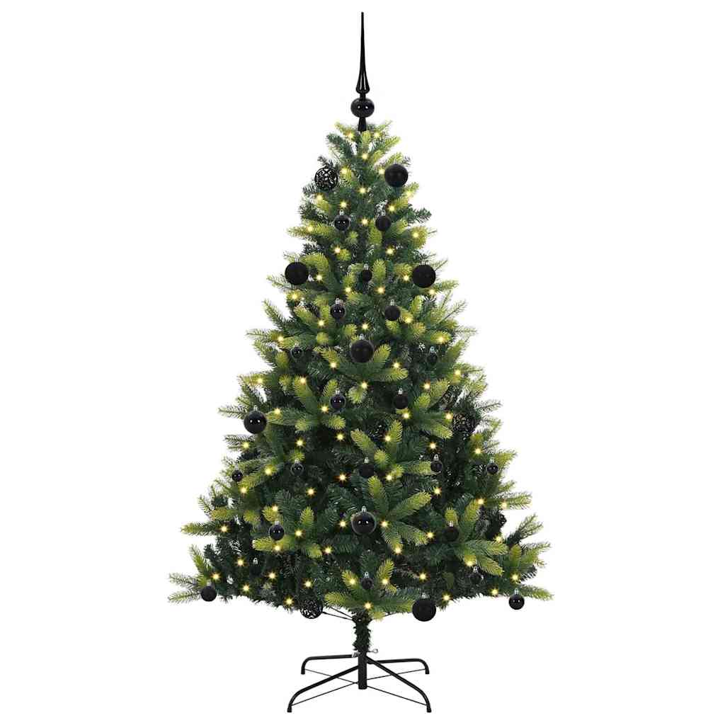 Kunstig Hengt Julegran med 150 LED-lys grønn 150 cm PVC og PE