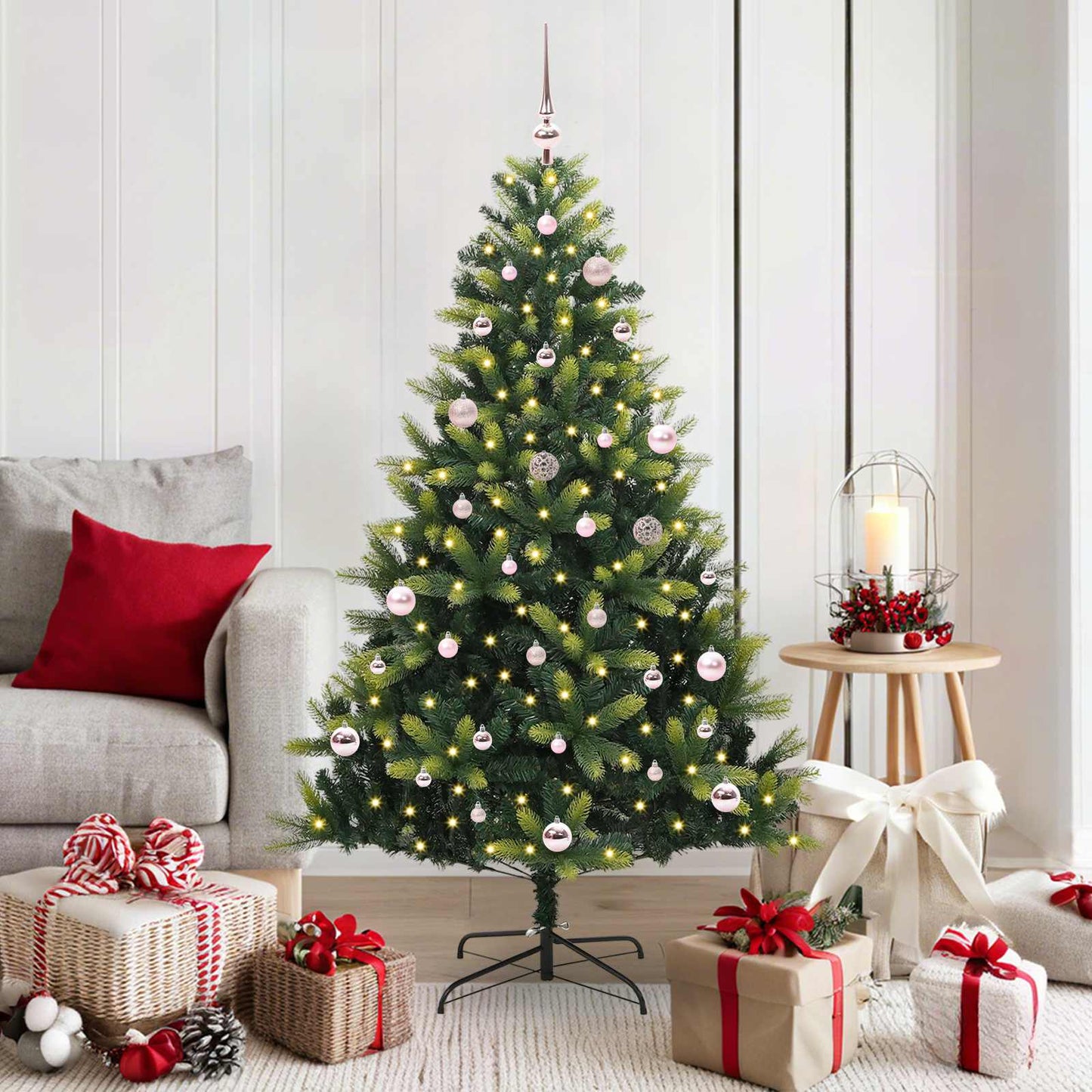 Kunstig Hengt Julegran med 150 LED-lys grønn 150 cm PVC og PE