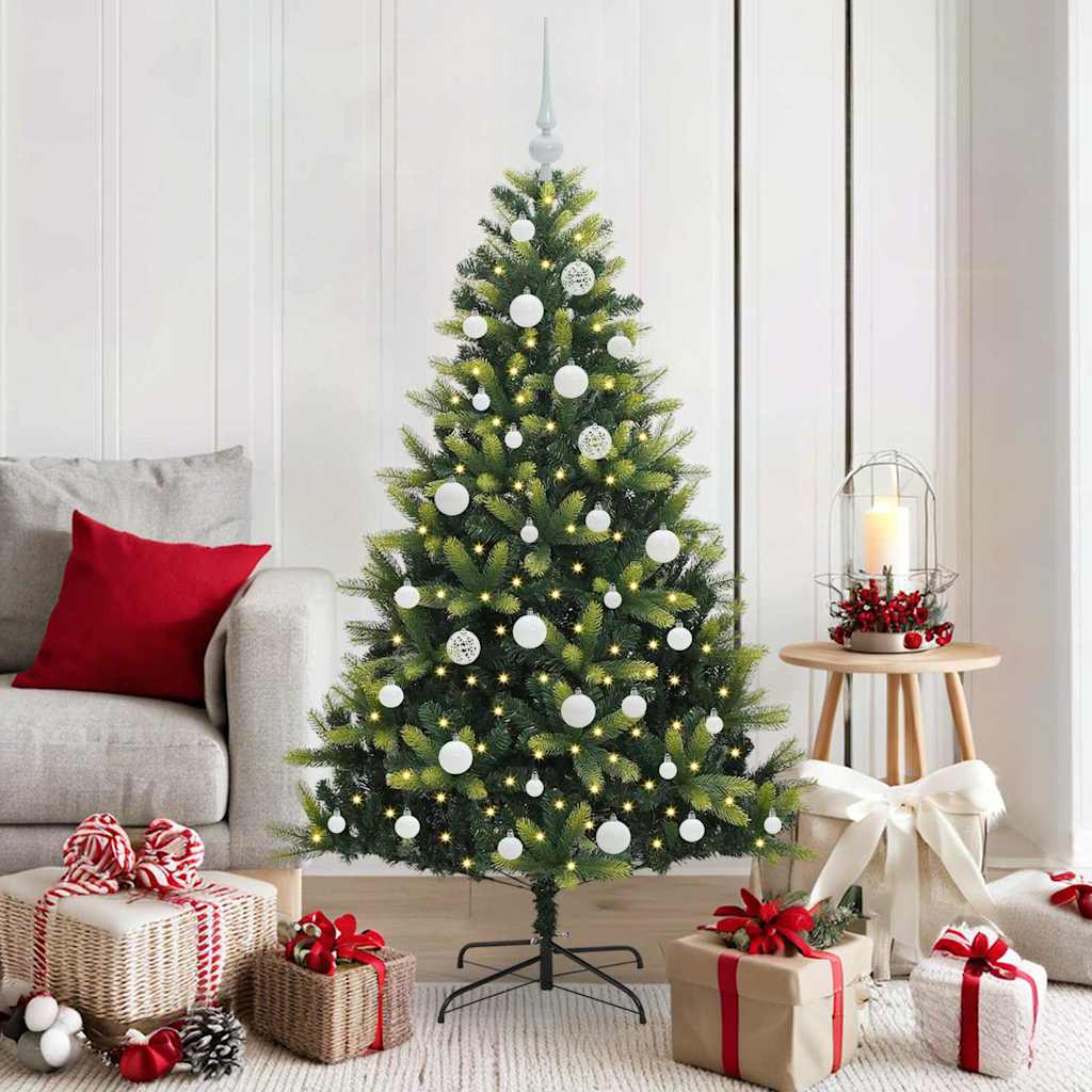 Kunstig Hengt Julegran med 150 LED-lys grønn 150 cm PVC og PE