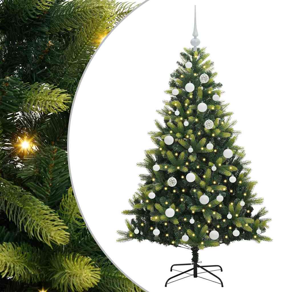 Kunstig Hengt Julegran med 150 LED-lys grønn 150 cm PVC og PE