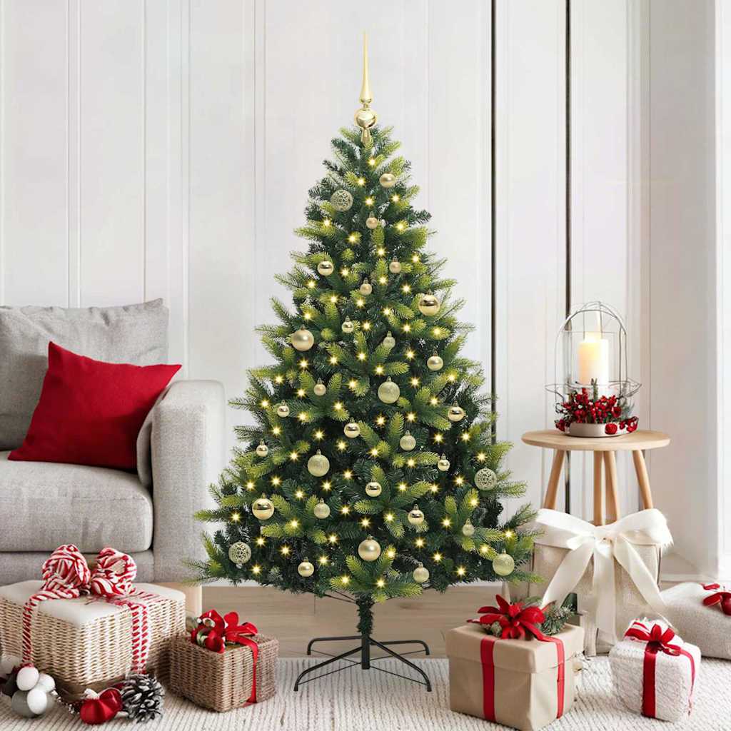 Kunstig Hengt Julegran med 150 LED-lys grønn 150 cm PVC og PE