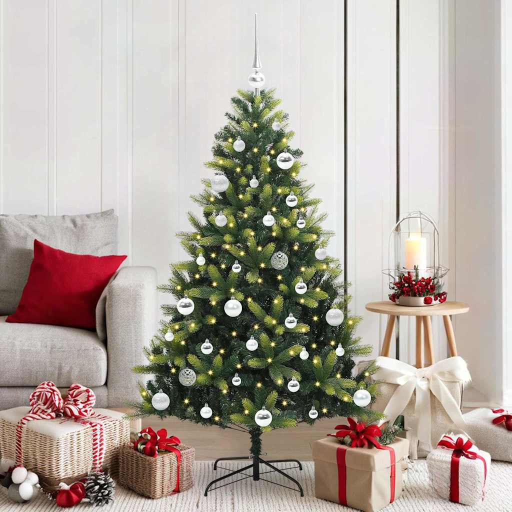 Kunstig Hengt Julegran med 150 LED-lys grønn 150 cm PVC og PE
