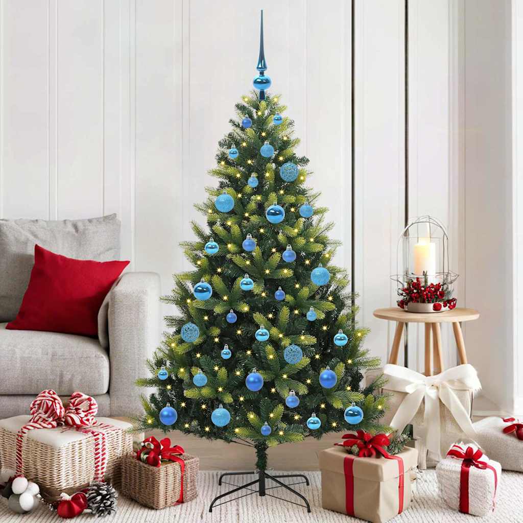 Kunstig Hengt Julegran med 150 LED-lys grønn 150 cm PVC og PE