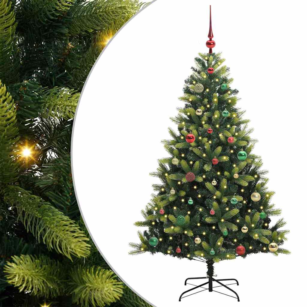 Kunstig Hengt Julegran med 150 LED-lys grønn 150 cm PVC og PE