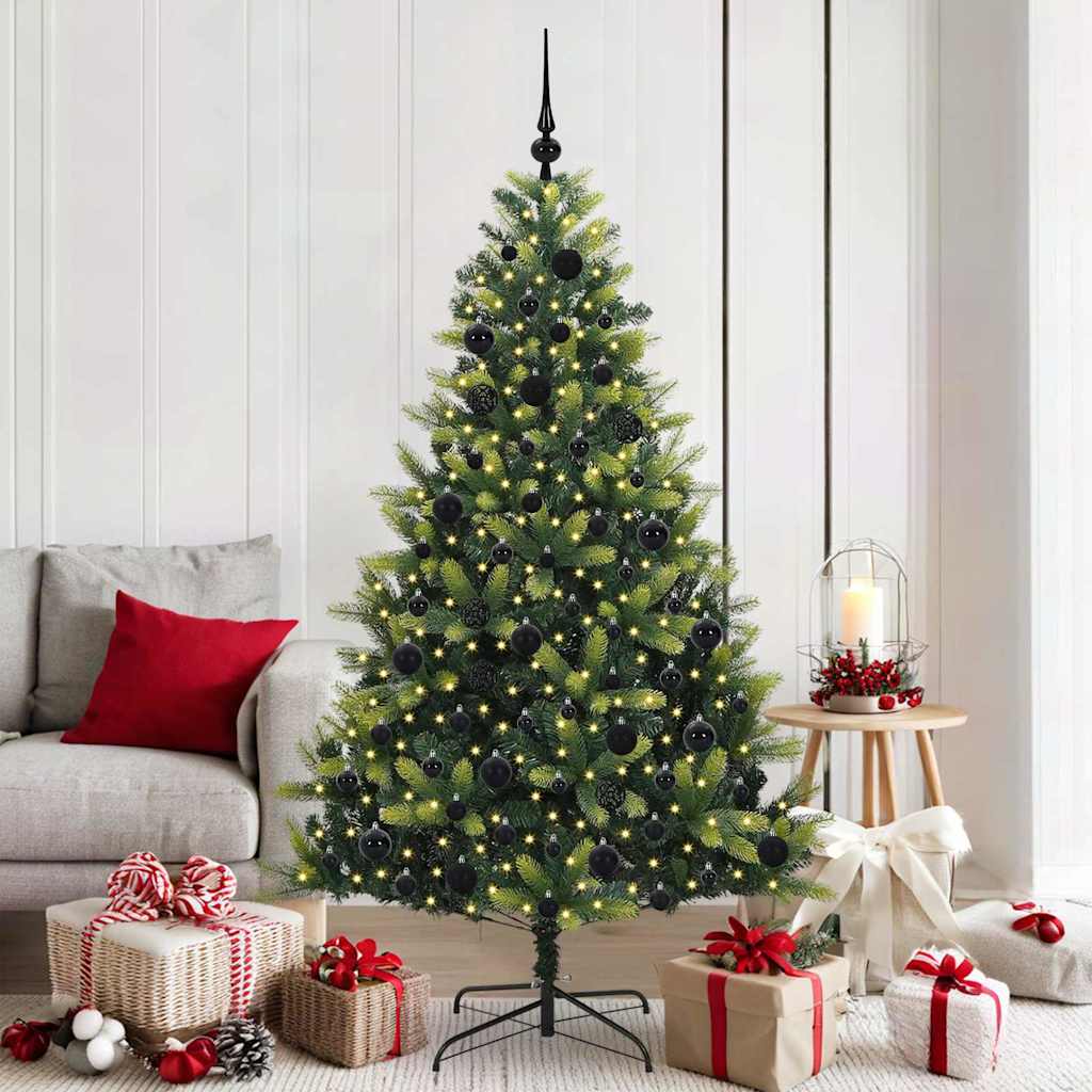 Kunstig leddet juletre med 300 LED-lamper grønn 180 cm
