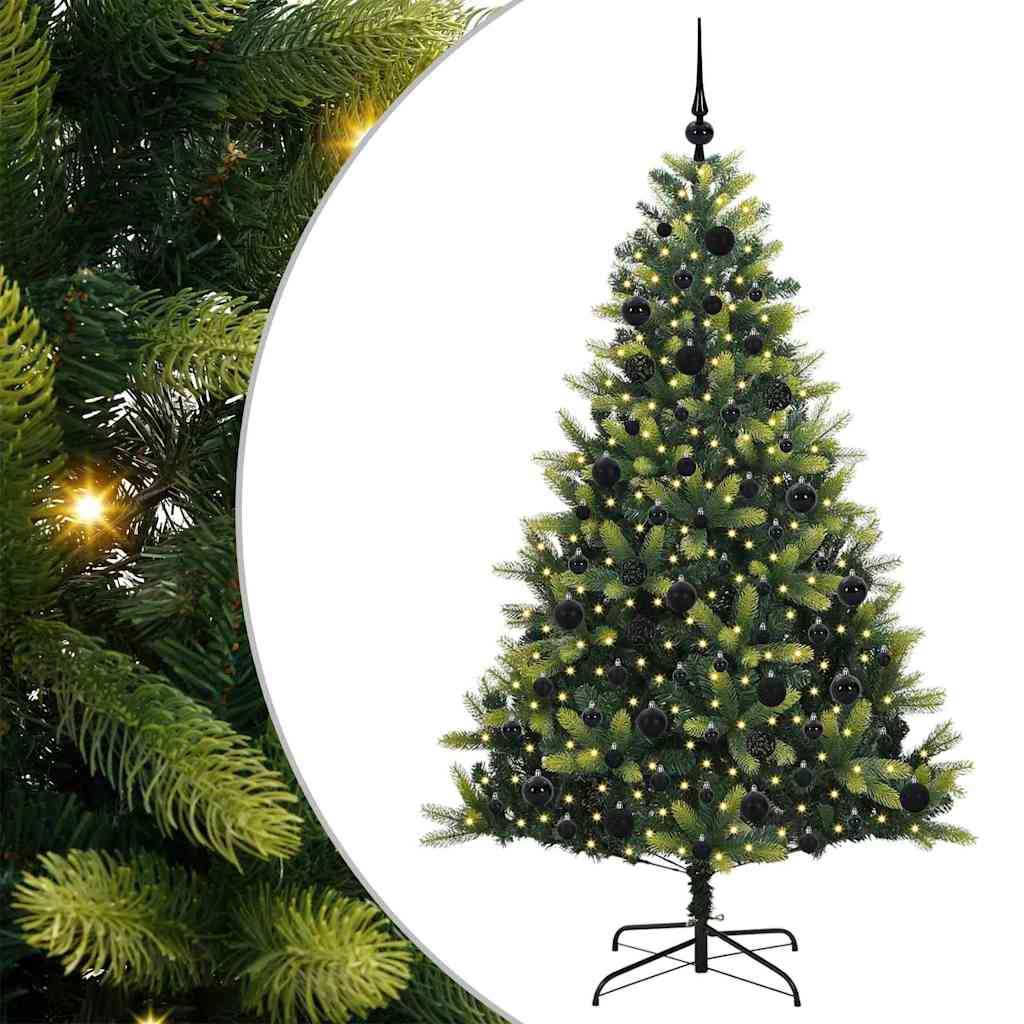 Kunstig leddet juletre med 300 LED-lamper grønn 180 cm