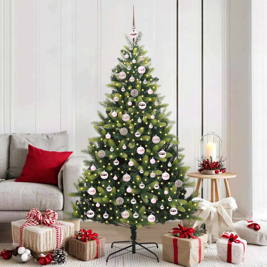 Kunstig leddet juletre med 300 LED-lamper grønn 180 cm