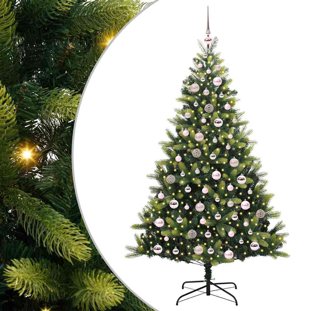 Kunstig leddet juletre med 300 LED-lamper grønn 180 cm