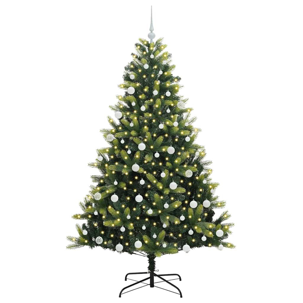 Kunstig sammenleggbar juletre med 300 LED-lys grønn 180 cm