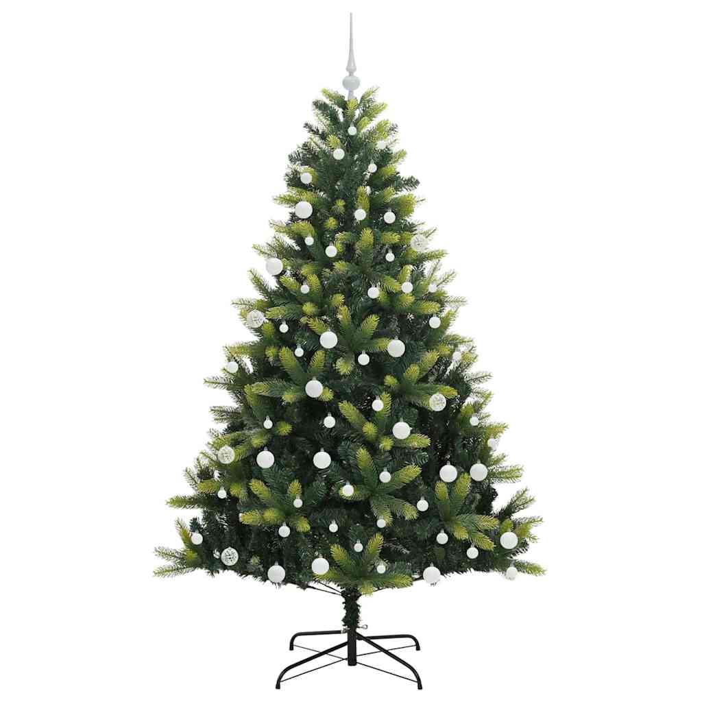 Kunstig sammenleggbar juletre med 300 LED-lys grønn 180 cm
