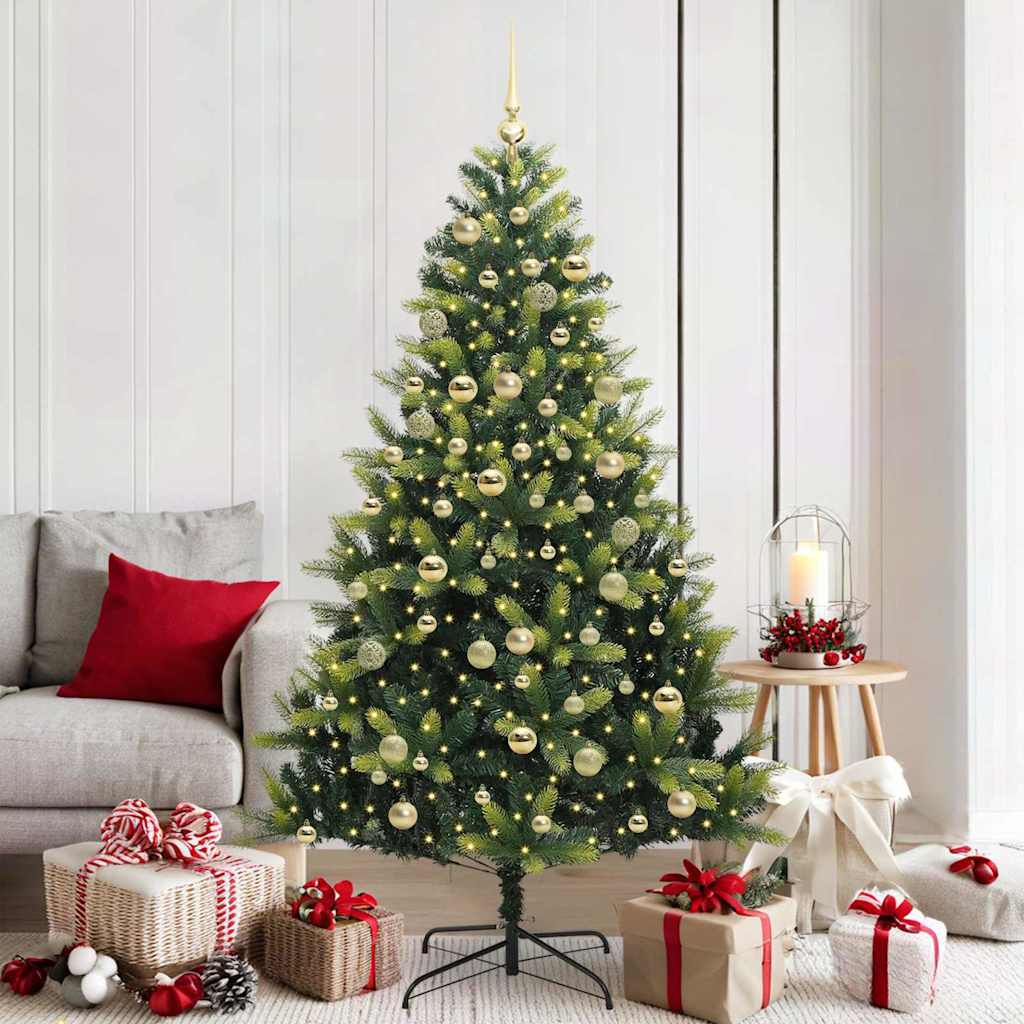 Kunstig Hengt Juletre med 300 LED-lamper grønn 180 cm PVC og PE
