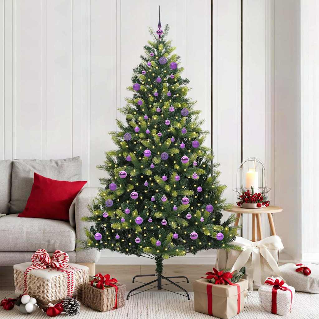 Kunstig leddet juletre med 300 LED-lamper grønn 180 cm