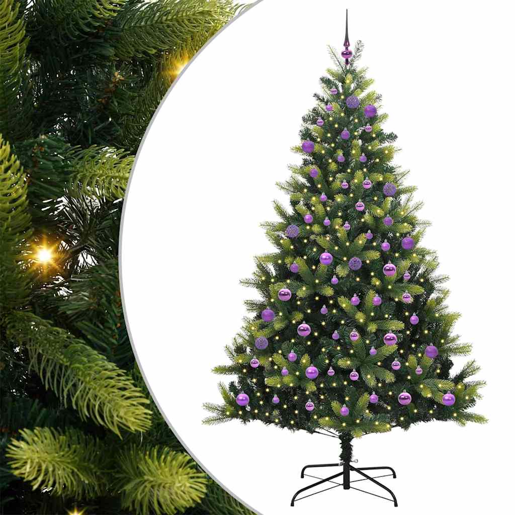 Kunstig leddet juletre med 300 LED-lamper grønn 180 cm