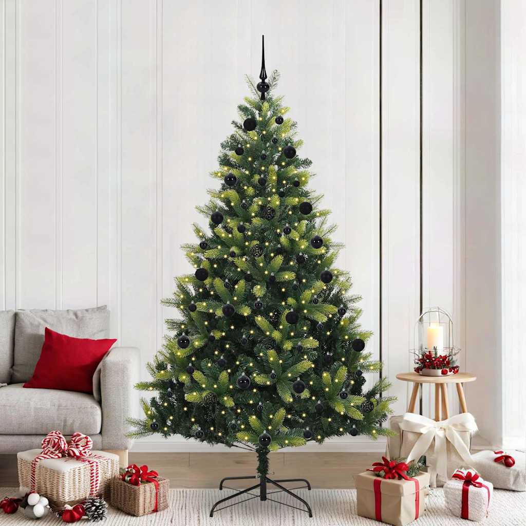 Kunstig leddet juletre med 300 LED-lamper grønn 210 cm