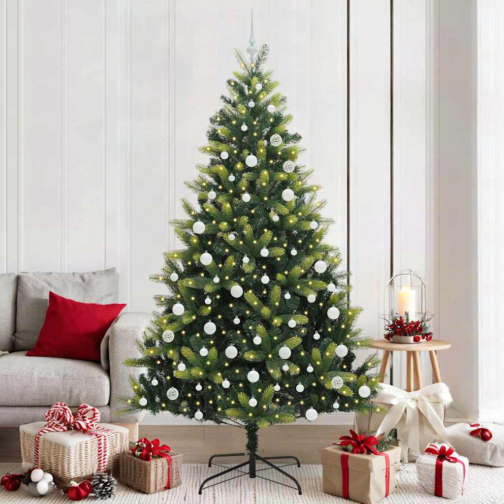 Kunstig leddet juletre med 300 LED-lamper grønn 210 cm