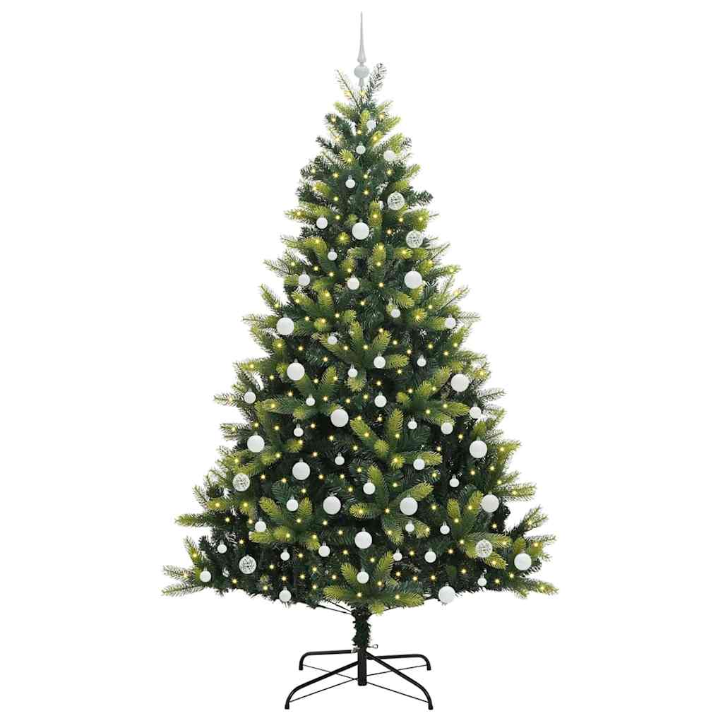 Kunstig leddet juletre med 300 LED-lamper grønn 210 cm