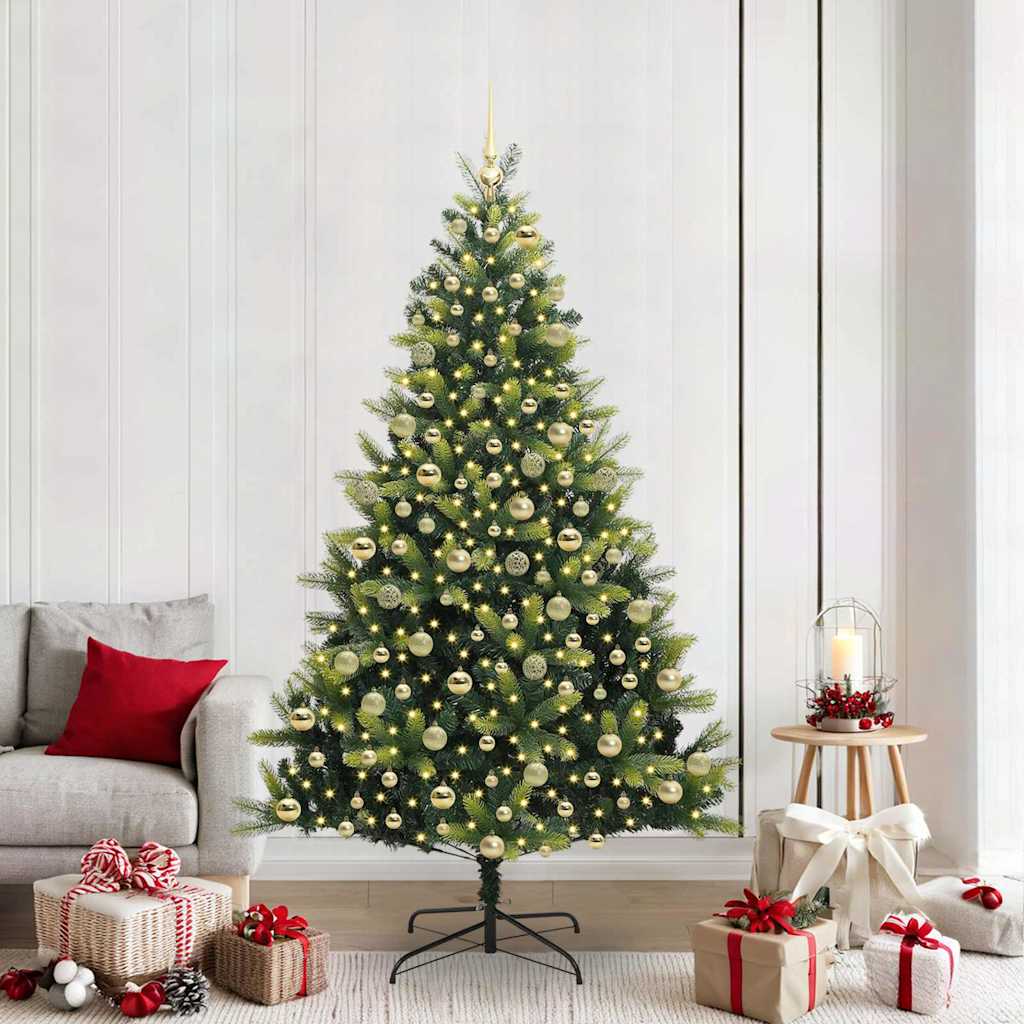 Kunstig leddet juletre med 300 LED-lamper grønn 210 cm