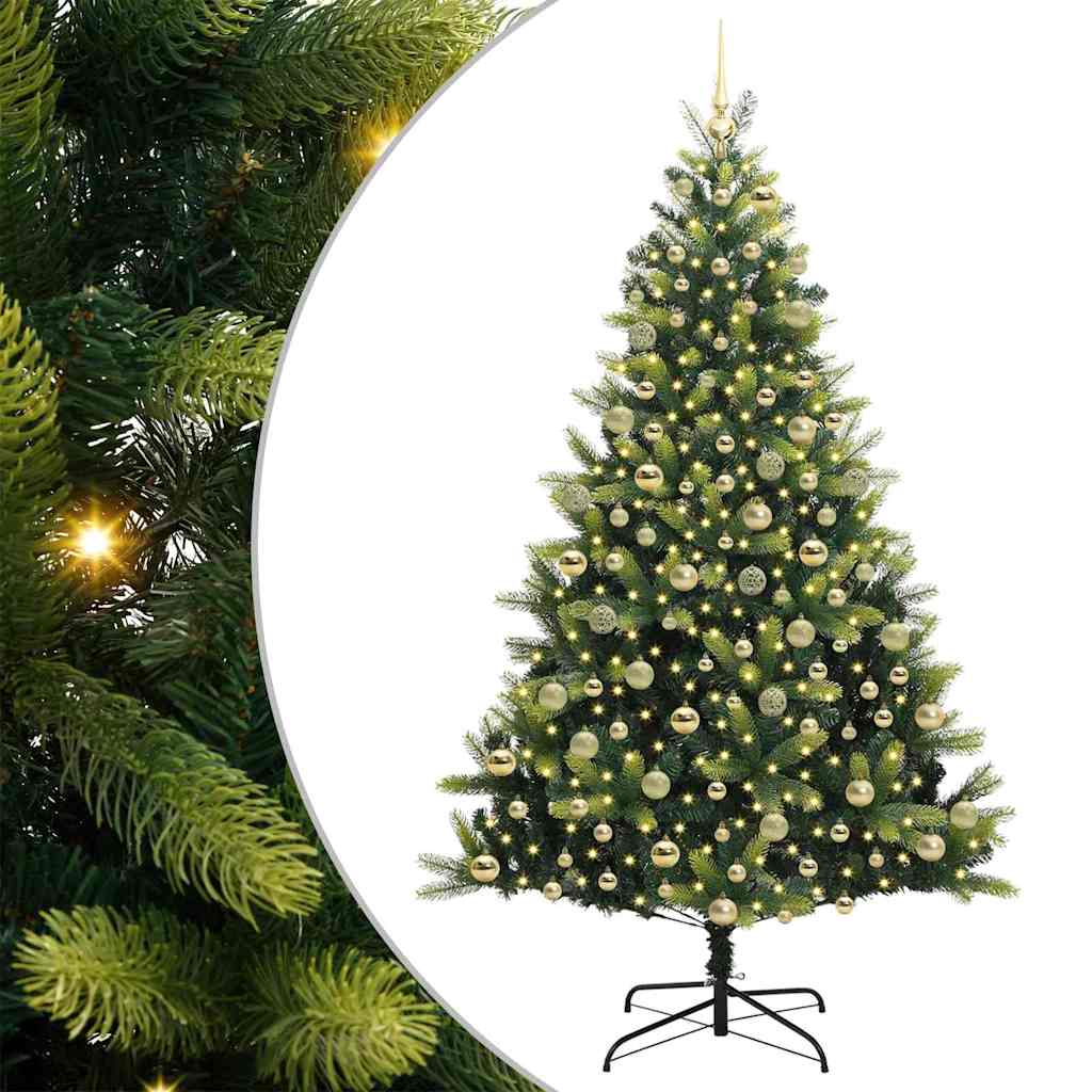 Kunstig leddet juletre med 300 LED-lamper grønn 210 cm