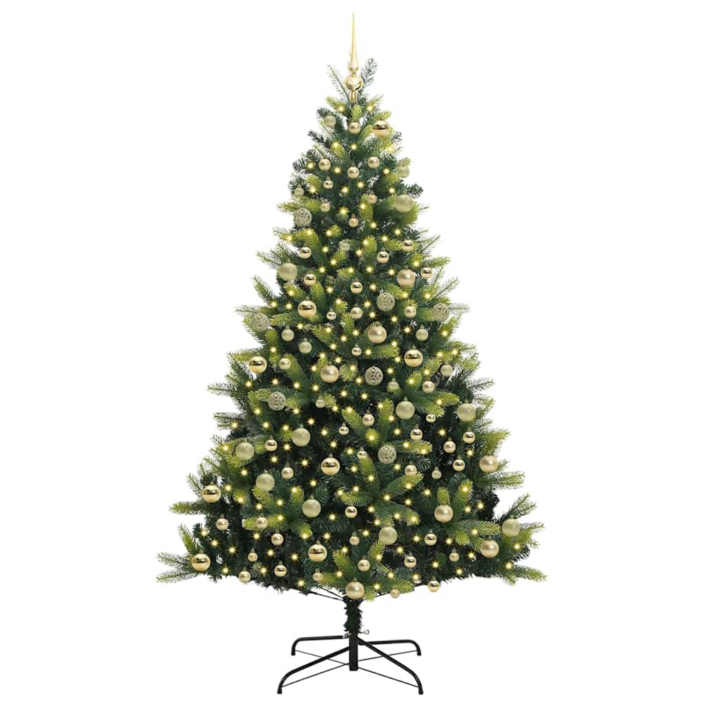 Kunstig leddet juletre med 300 LED-lamper grønn 210 cm