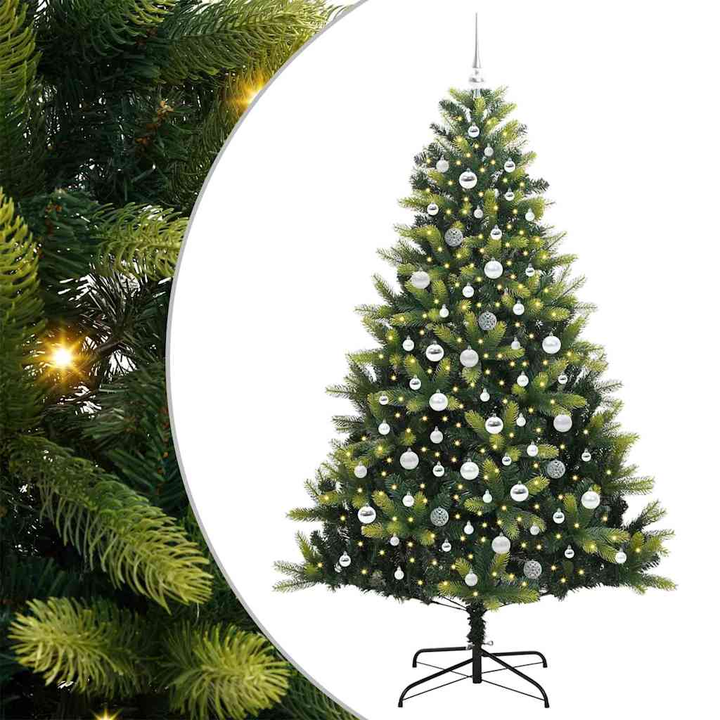 Kunstig Hengt Juletre 300 LED-lamper grønn 210 cm PVC og PE