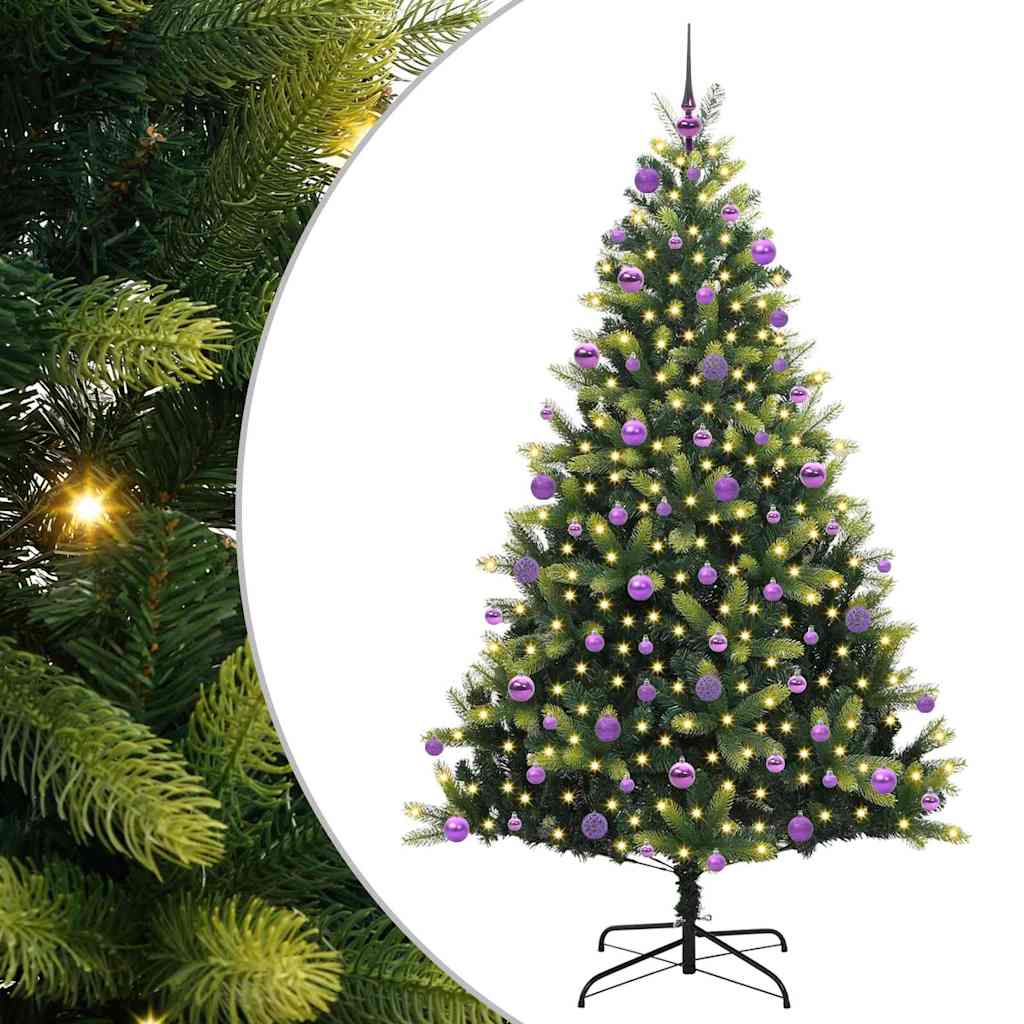 Kunstig sammenleggbart juletre med 300 lys grønn 210 cm