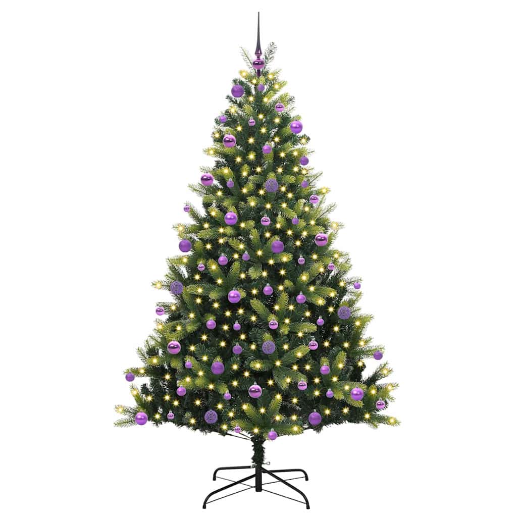 Kunstig sammenleggbart juletre med 300 lys grønn 210 cm
