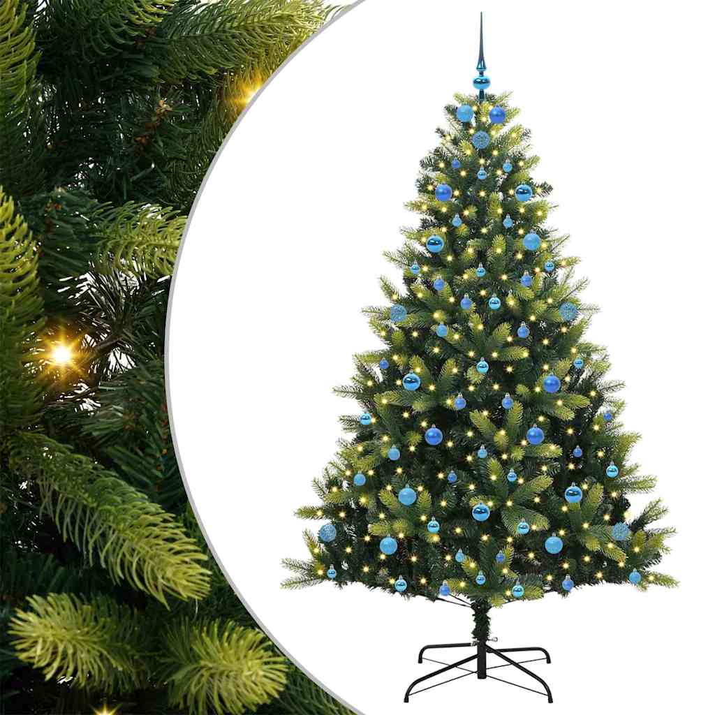 Kunstig hengslet juletre 300 LED lys grønn 210 cm PVC og PE