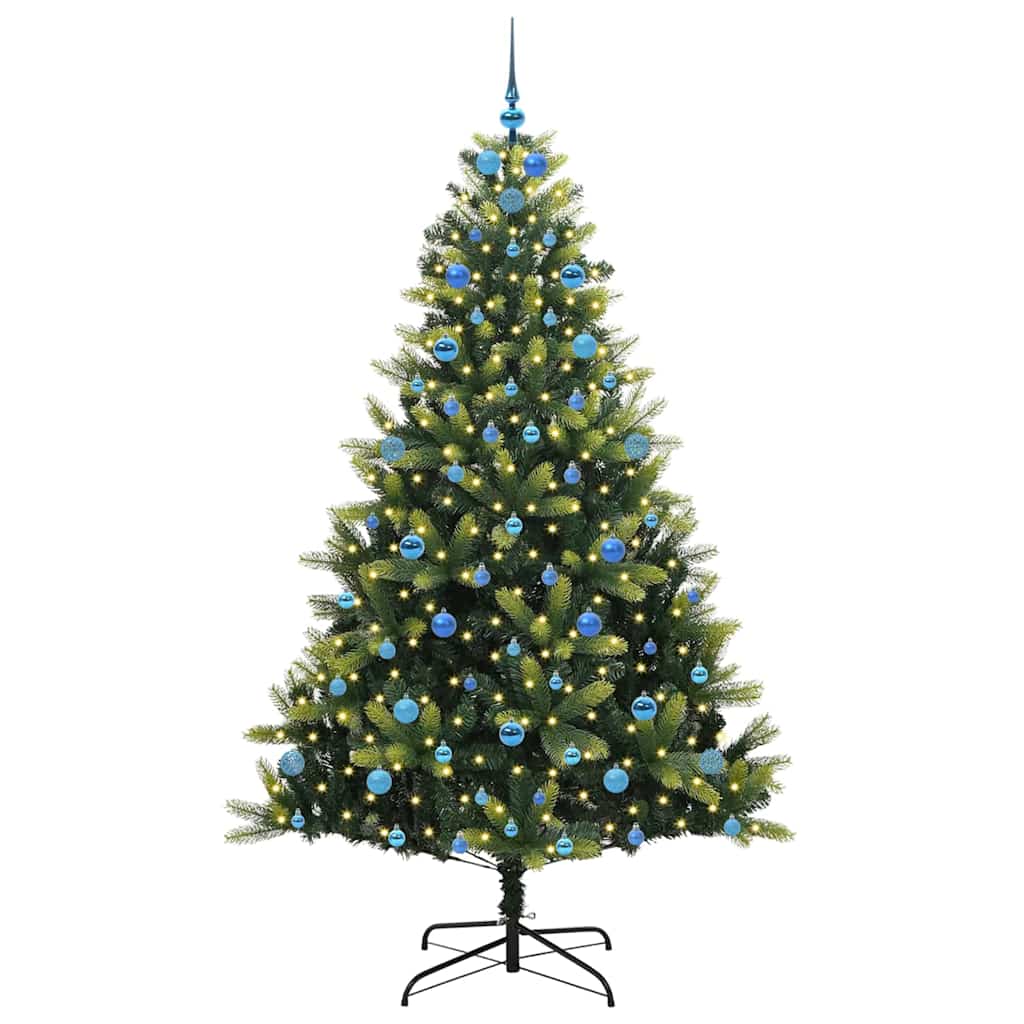 Kunstig hengslet juletre 300 LED lys grønn 210 cm PVC og PE
