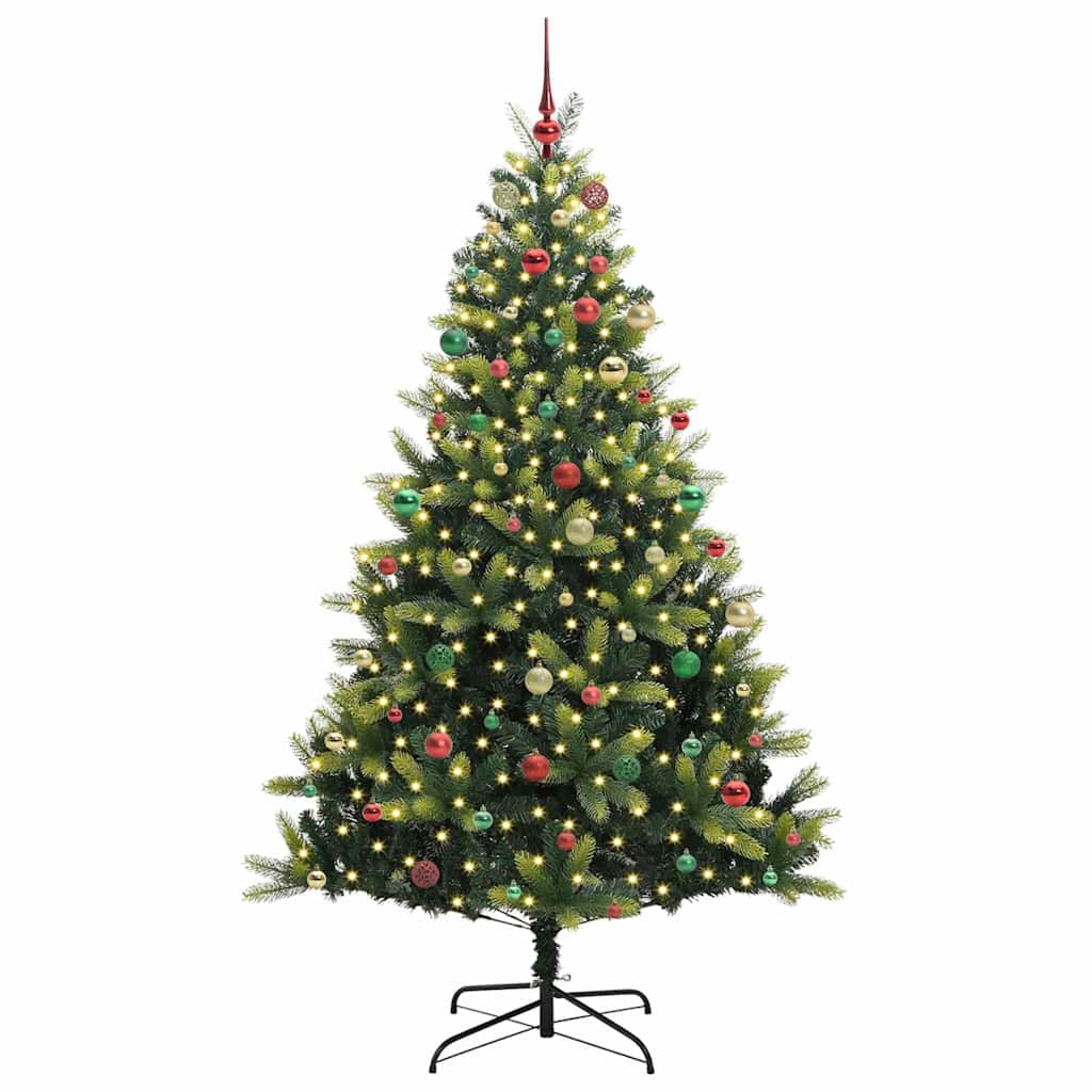 Kunstig hengslet juletre med 300 LED-lamper grønn 210 cm