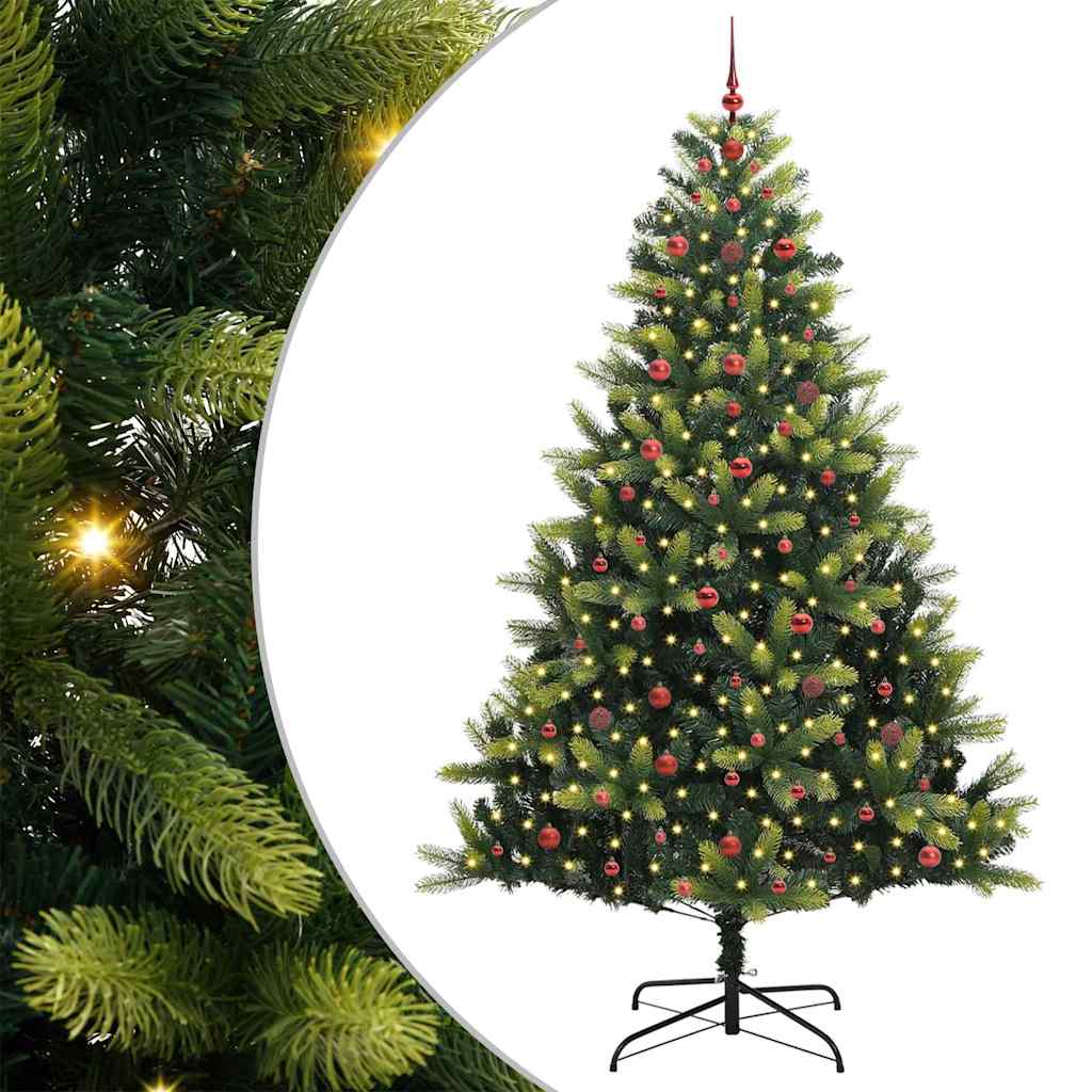 Kunstig hengslet juletre med 300 LED-lamper grønn 240 cm